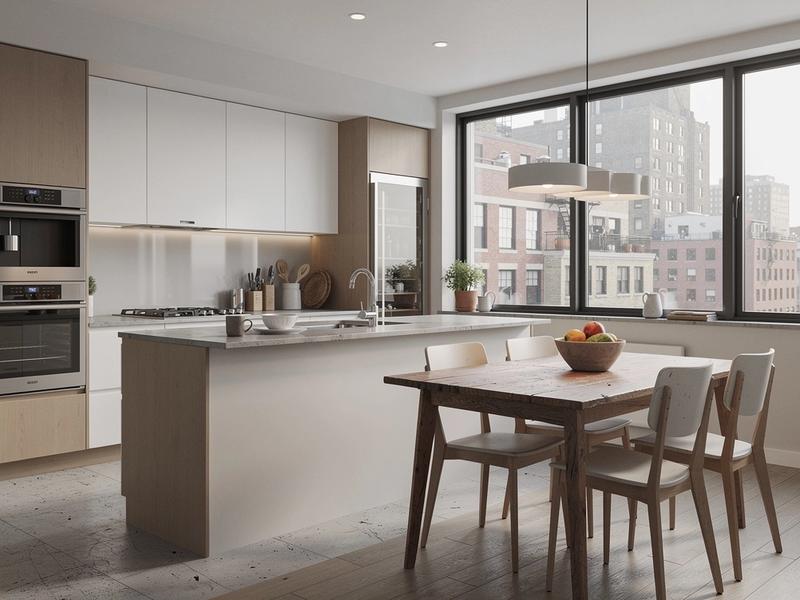 Modern 2-bedroom kitchen and dining