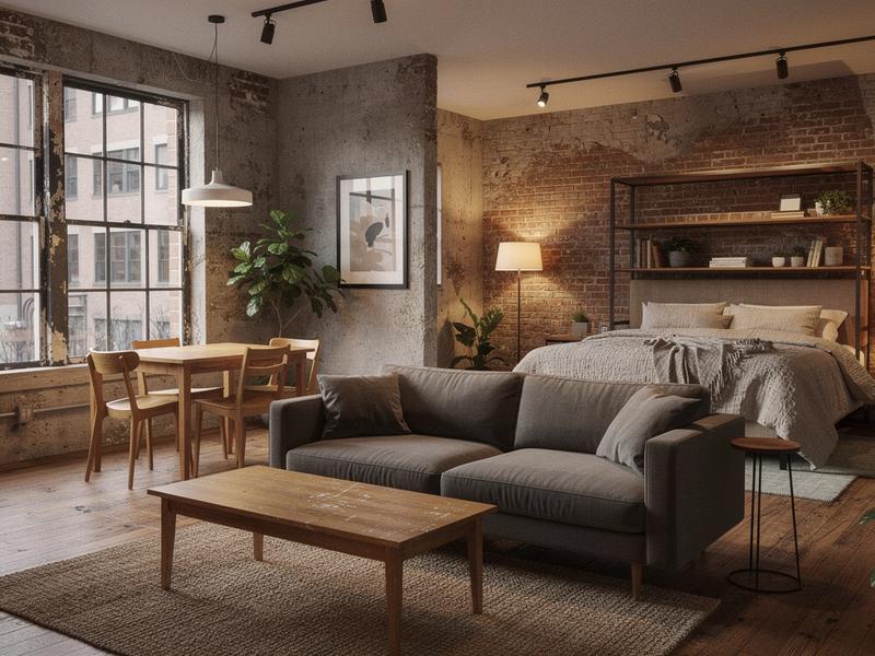 Stylish loft-style 1-bedroom interior