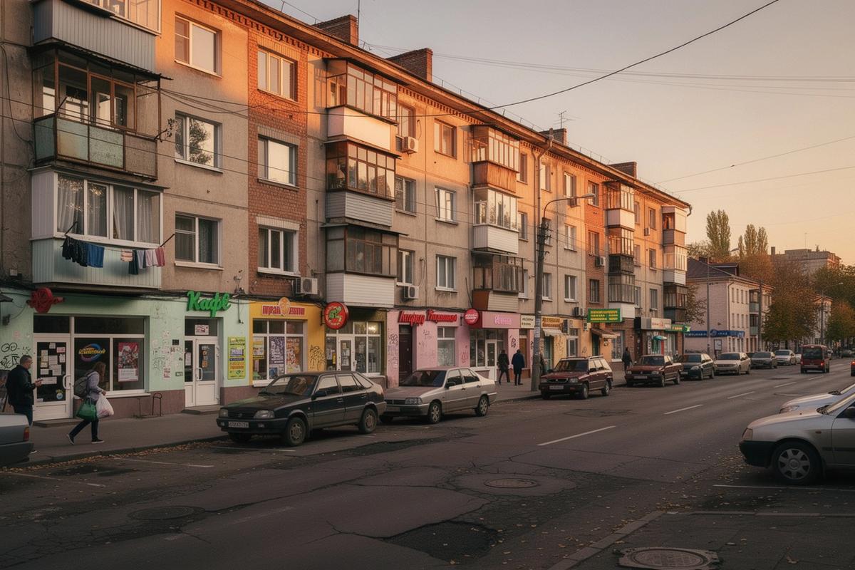 Apartment neighborhood street view